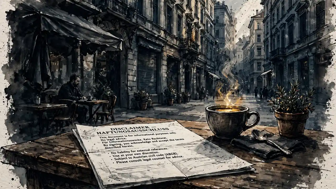 Venezianisches Café mit Rechtsdokument und Kaffee im Tageslicht